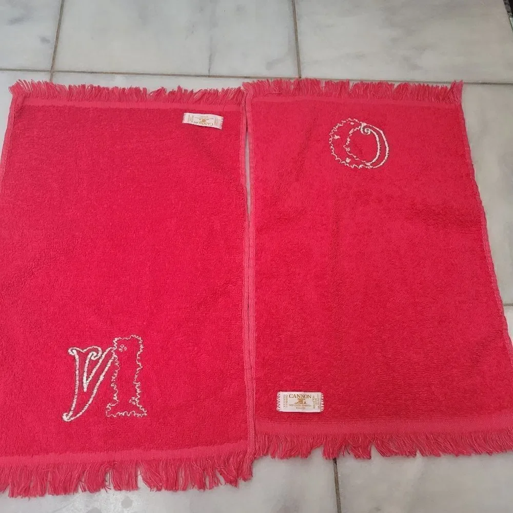 Cannon Red Embroidered Holiday NOEL Bath Hand Towels Set of 4